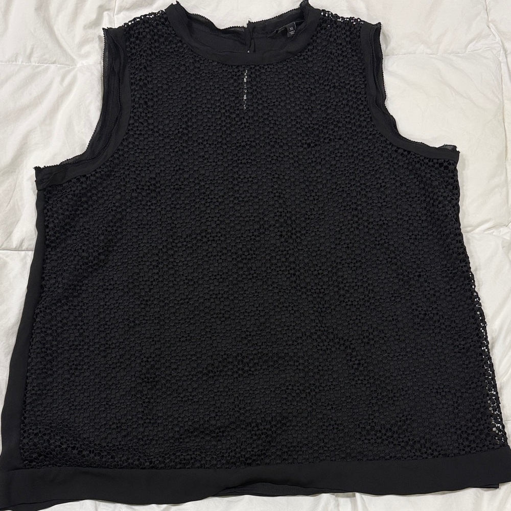 Banana Republic Black Textured Sleeveless Blouse